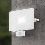 Faedo 3 LED outdoor spotlight, sensor, white, 50 W