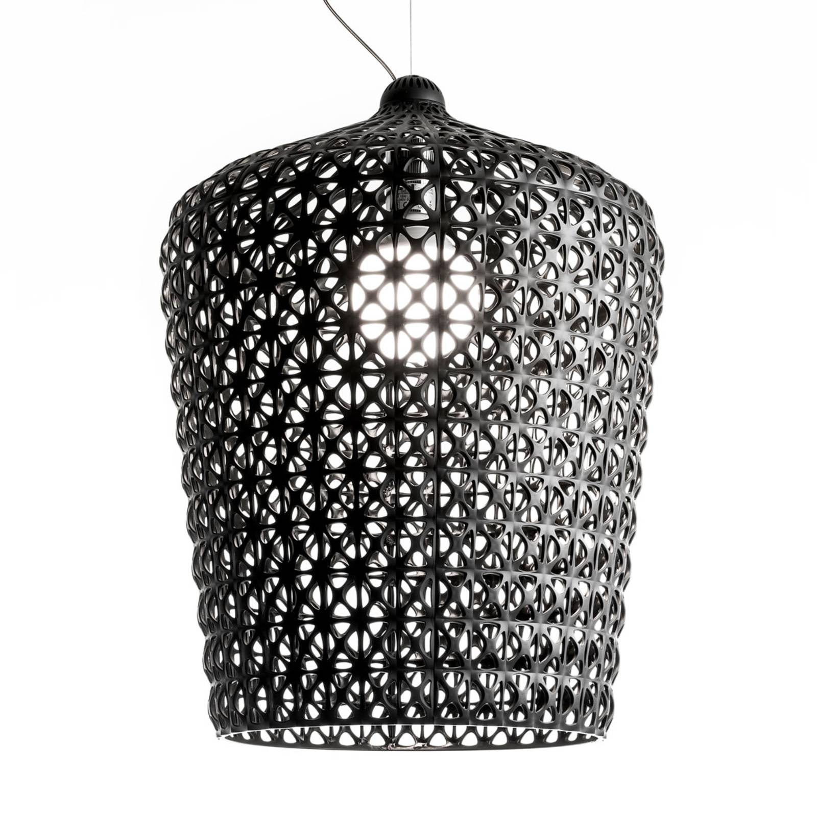 Kartell Lampada a sospensione di design Kabuki, nera, per soggiorno / sala da pranzo, tecnopolimero termoplastico, E27, 15 W, altezza: 73 cm