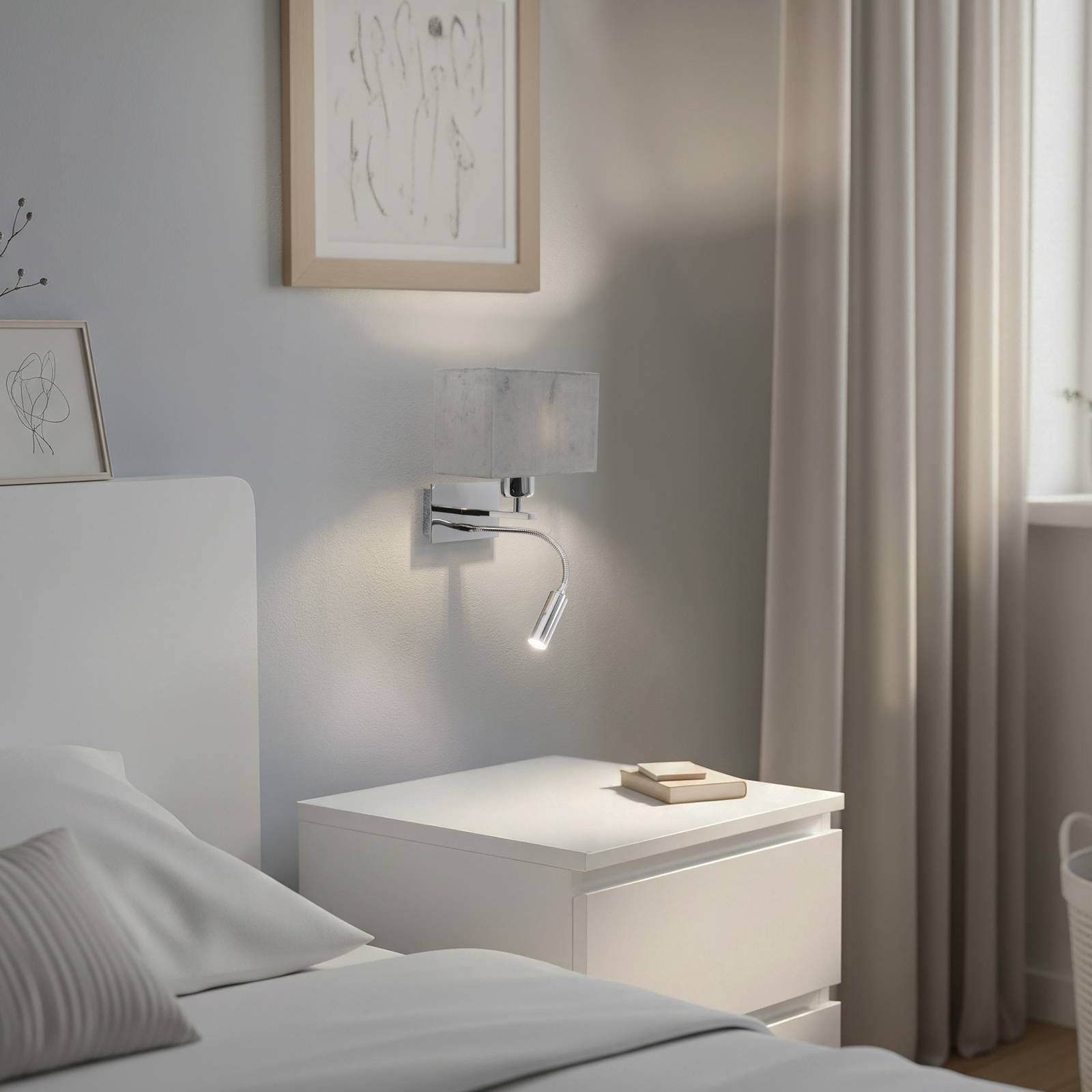 Lampa ścienna Harry, kątowa, chrom/chrom/ciemnoszary