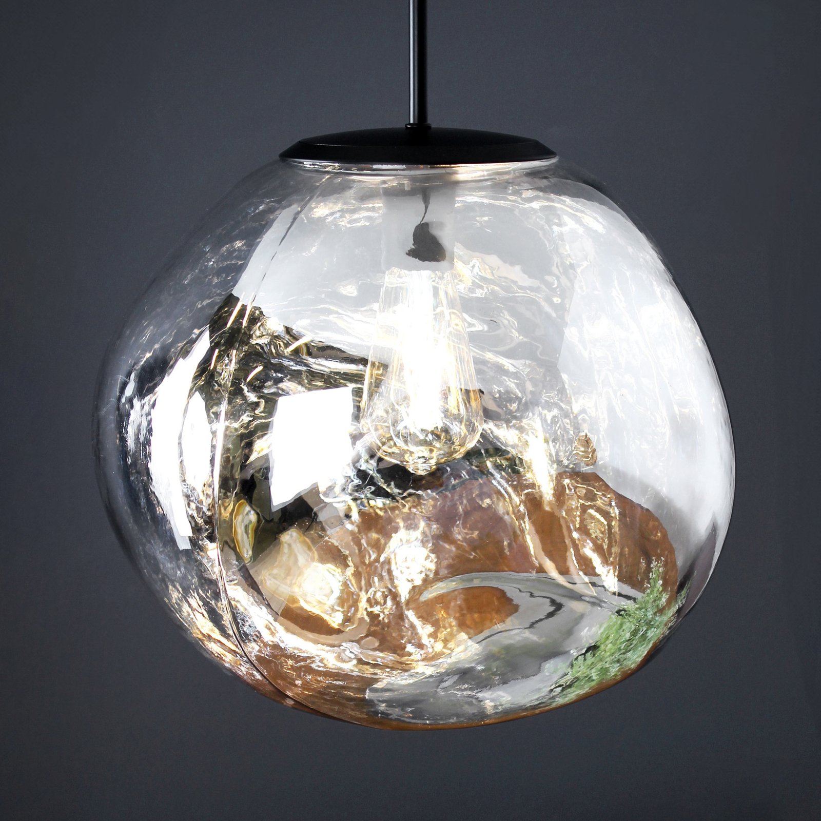 Canopus pendant light, silver-coloured, Ø 36 cm, glass, E27