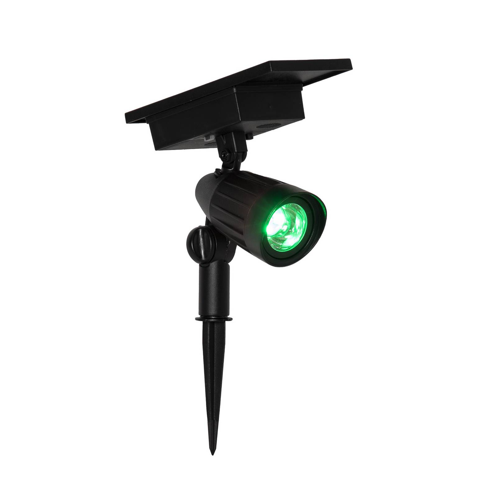 Reflektor solarny spot LED 19 cm RGBW, 80 lm, czarny, z kołkiem do wbijania w