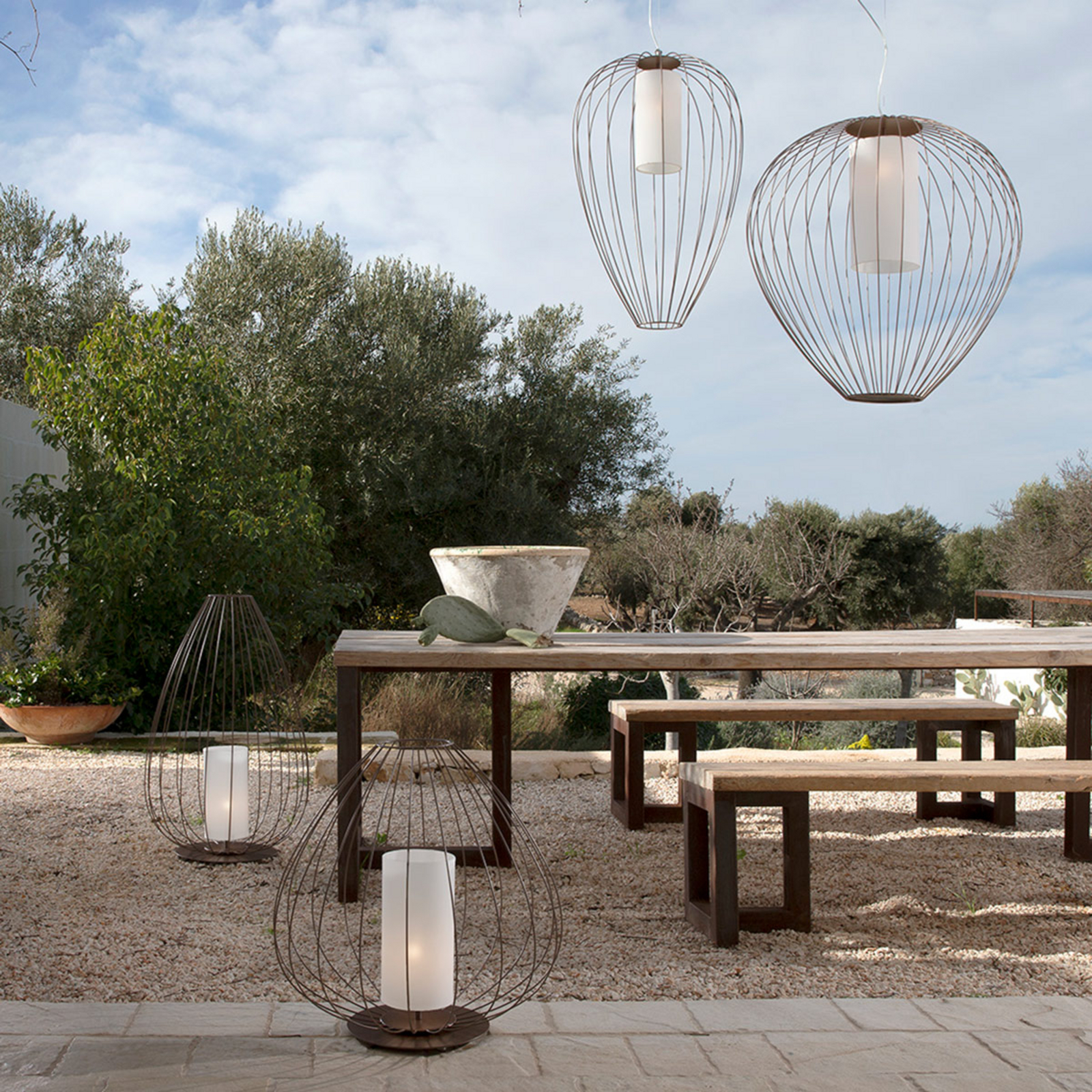 Karman Cell Da Terra A Gabbia 57cm Bronzo Lampade it