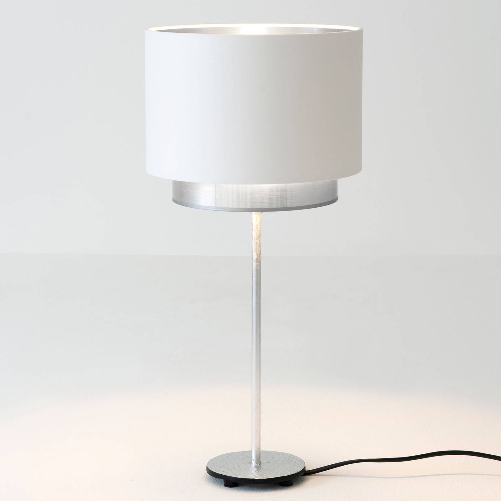Holländer mattia asztali lámpa, perla selyem fehér/ezüst