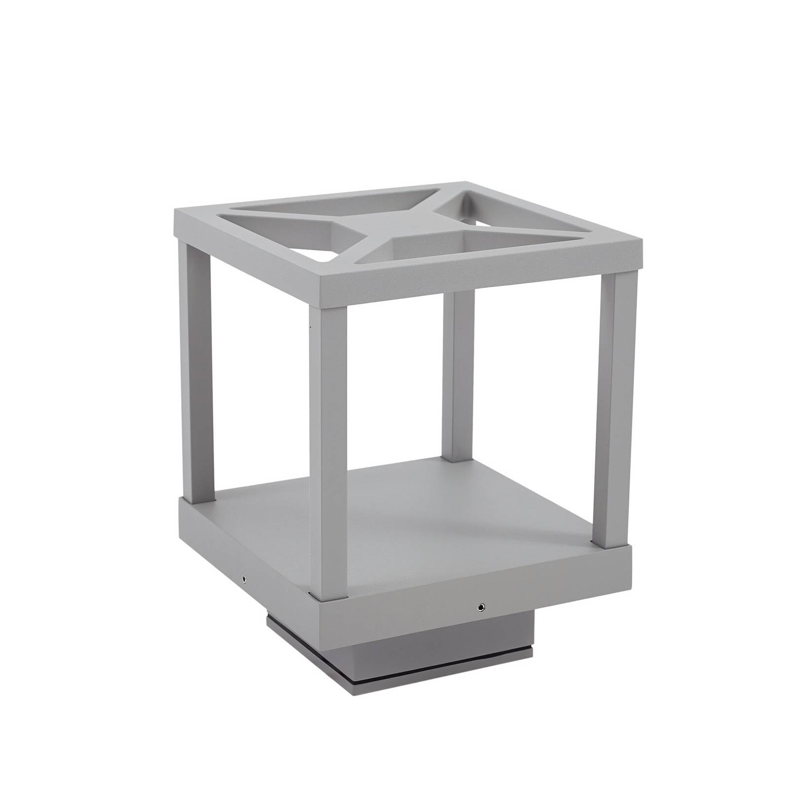 Lucande LED-Sockelleuchte Lealan, grau, Metall, 23 cm, IP54