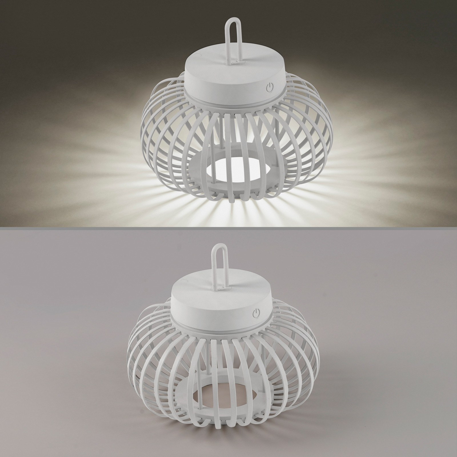 JUST LIGHT. Lampă de masă Akuba LED reîncărcabilă, alb, 22 cm, bambus
