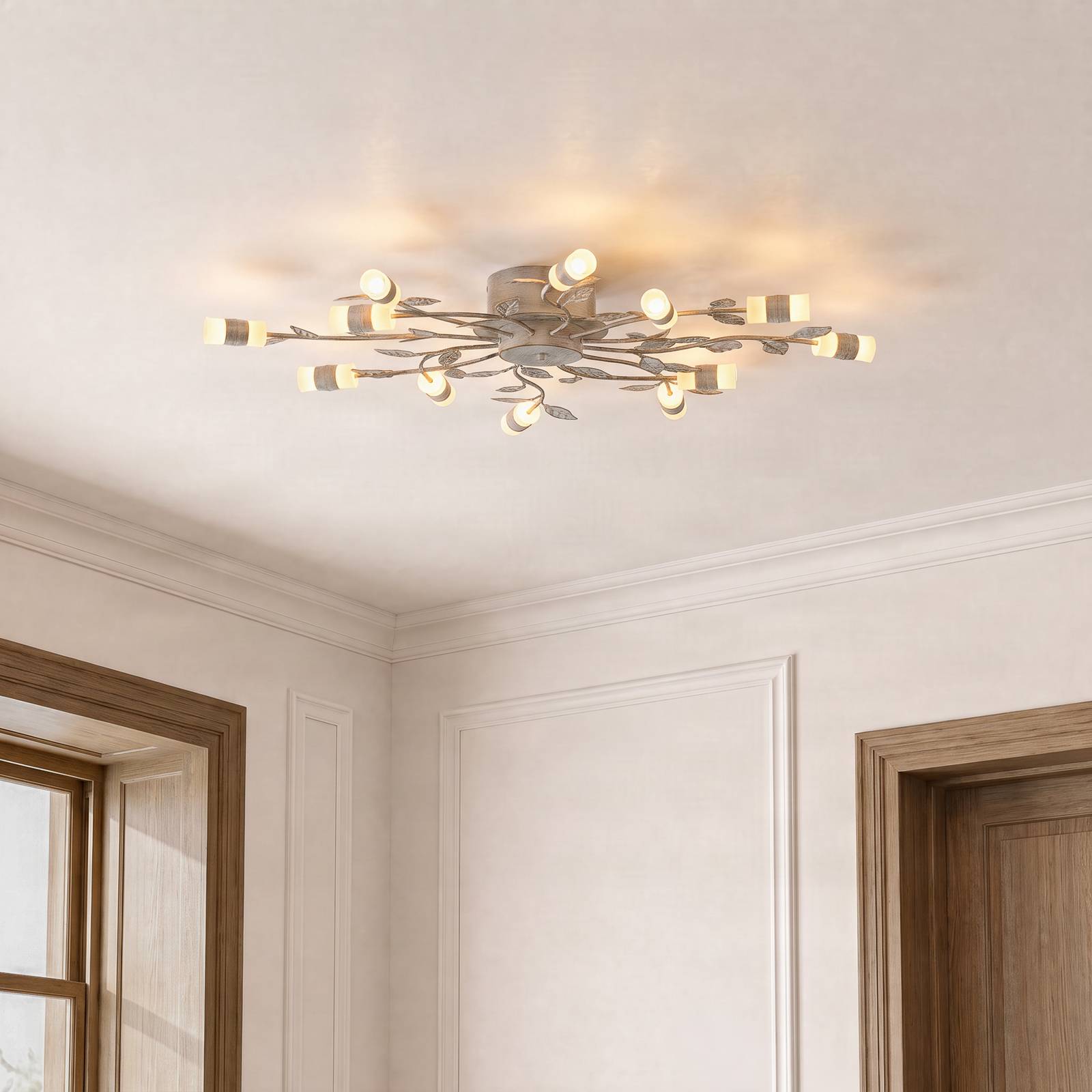 Lindby LED plafondlamp Bolonia, messing/wit, Ø 80 cm