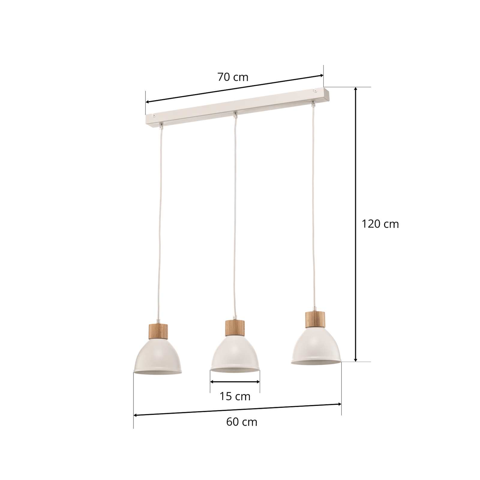 Lampa wisząca Envostar Tira, 3-punktowa, biała