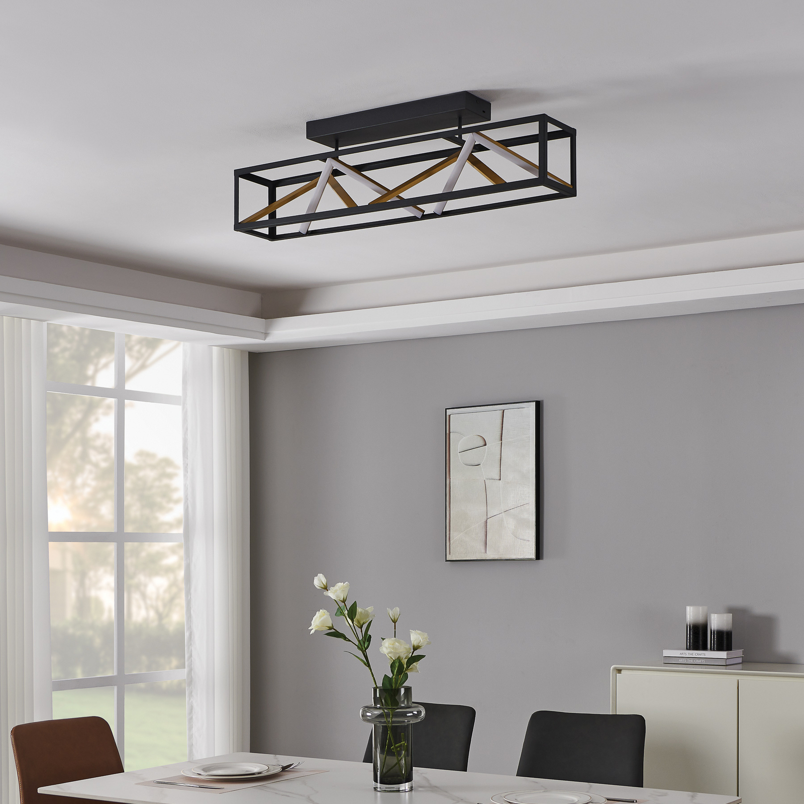 LED stropna svjetiljka Stars of Light, Penela, crna/zlatna, 87 cm, CCT