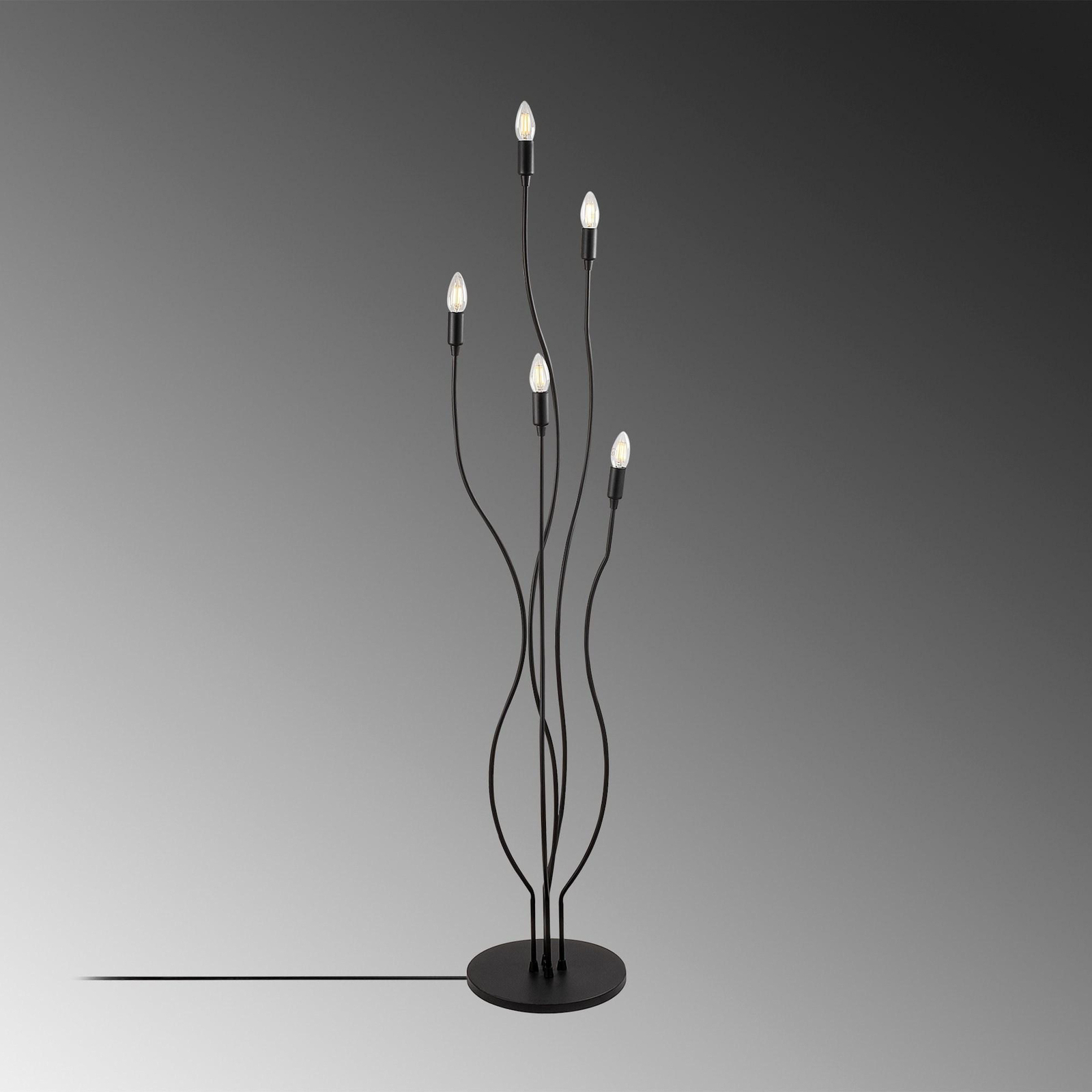 Lampadaire Bonibon 13231 noir métal hauteur 155 cm à 5 lampes