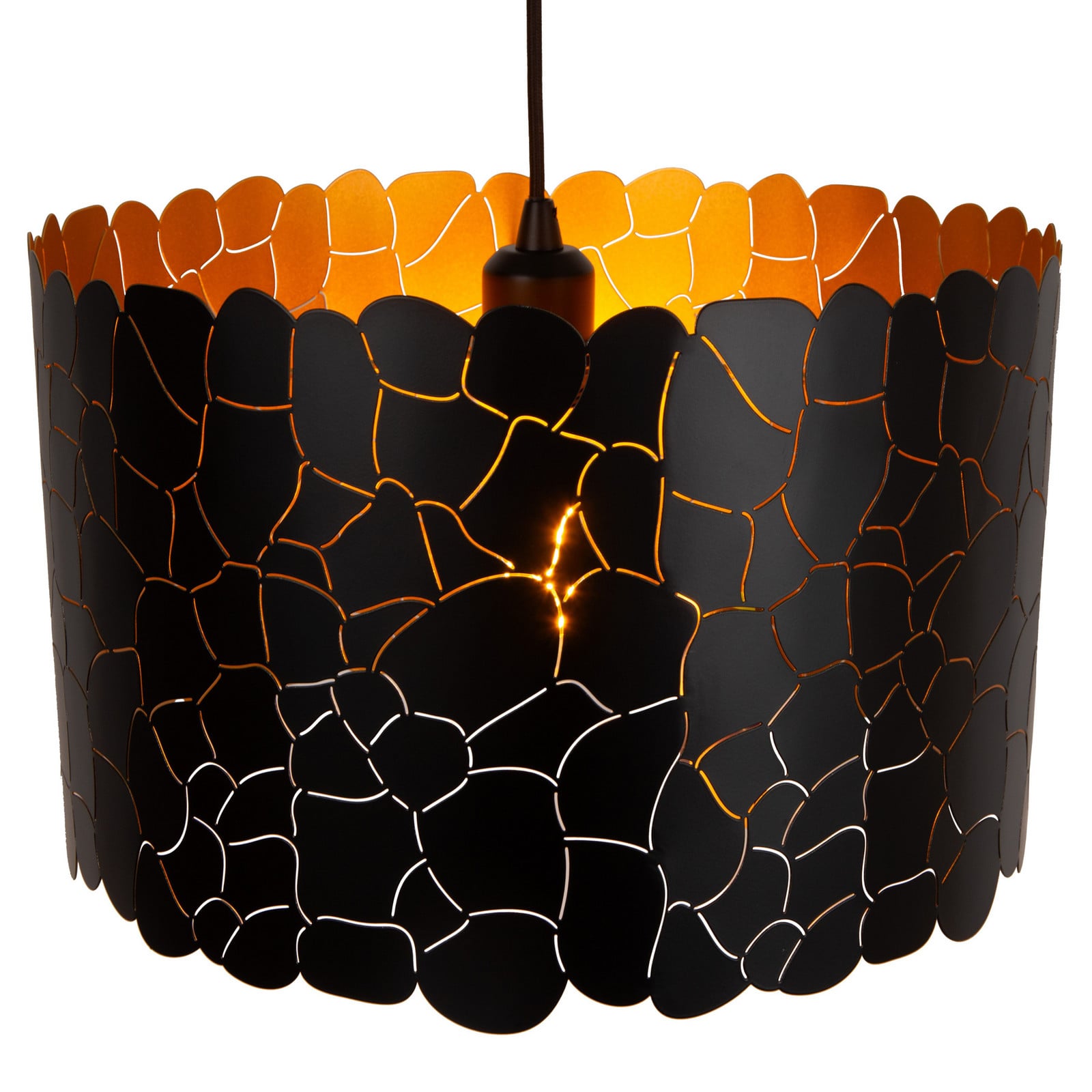 Lucide Lampă suspendată Almelo 1 bec negru / auriu metal - Camera de zi / sufragerie - modern - negru auriu