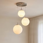 Lindby pendant light Heleska, white, glass, 3-bulb, Ø 47cm