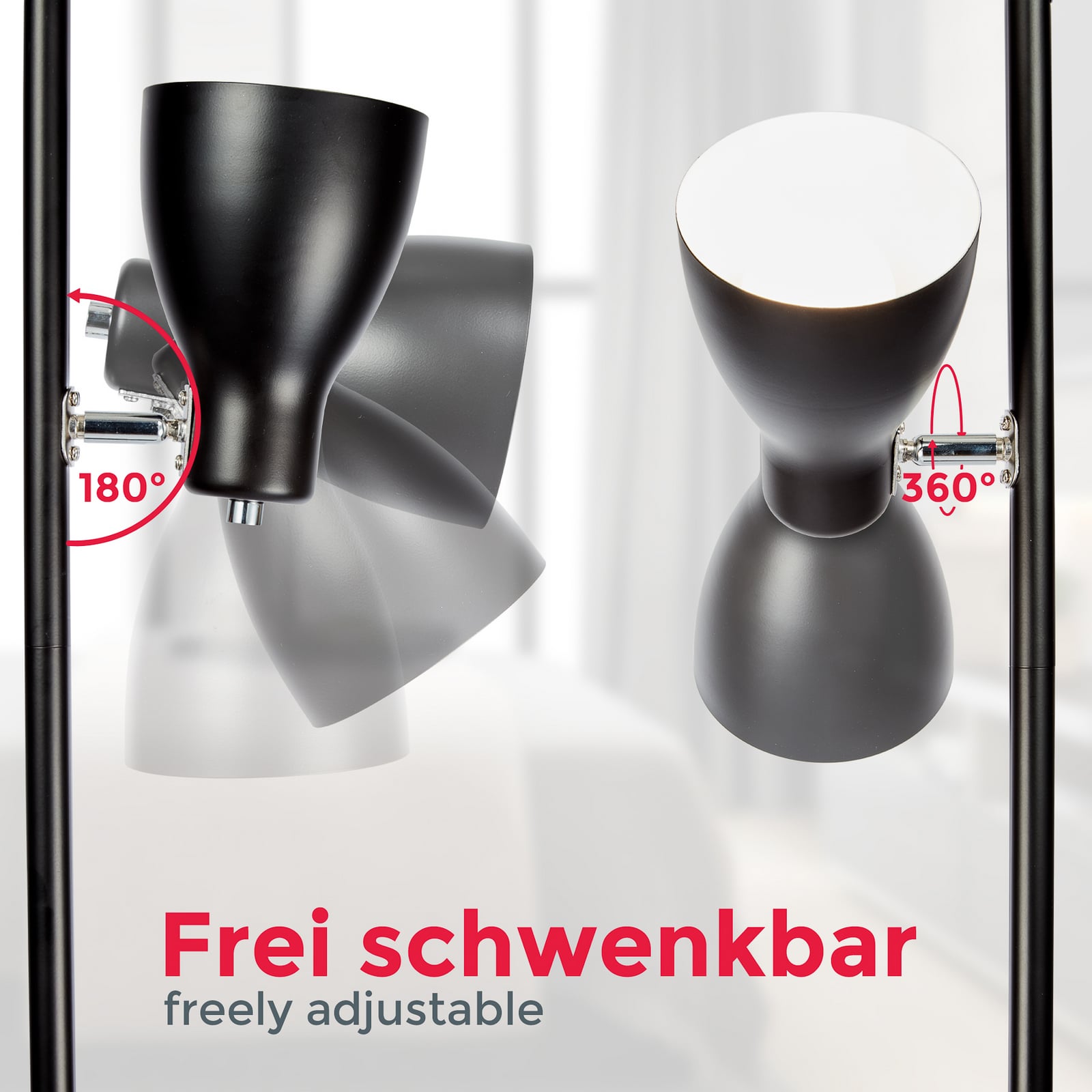 Gide álló világítás, 3 izzós, fekete, fém, E27