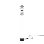 LED stojacia lampa DOUBLE MOON, čierna/dymovo sivá, výška 146 cm