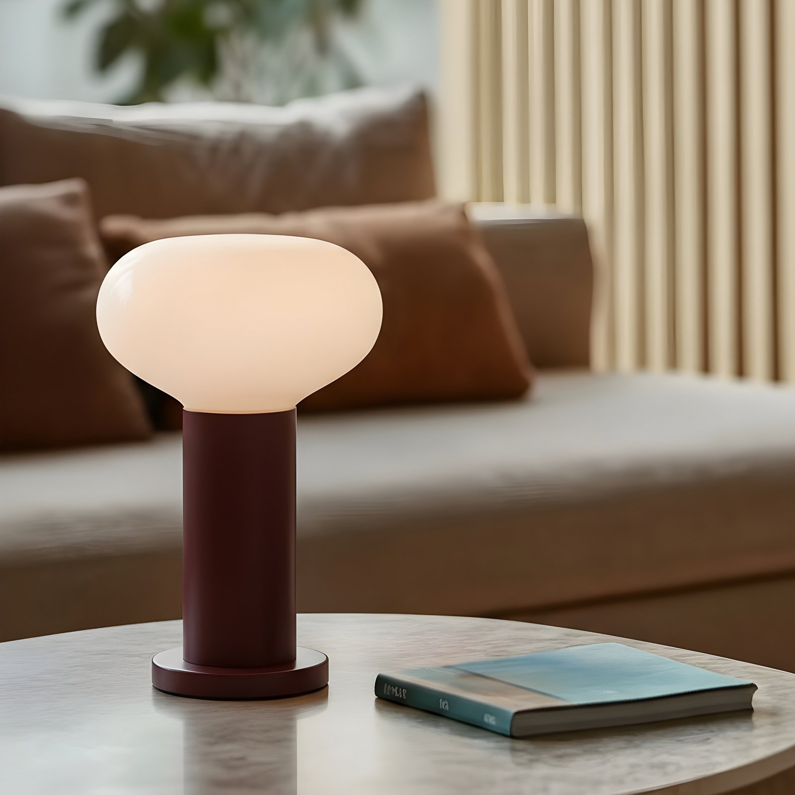 Lampada da tavolo Flo, rossa, Ø 19 cm, vetro