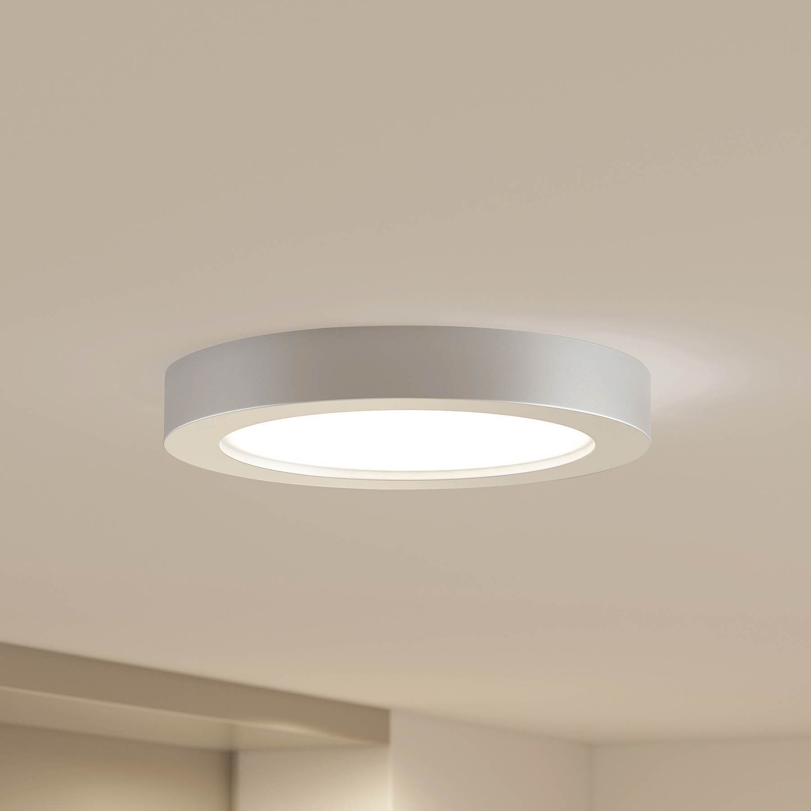 Prios LED stropné svietidlo Edwina, strieborné, 24,5cm, 2ks, stmievateľné