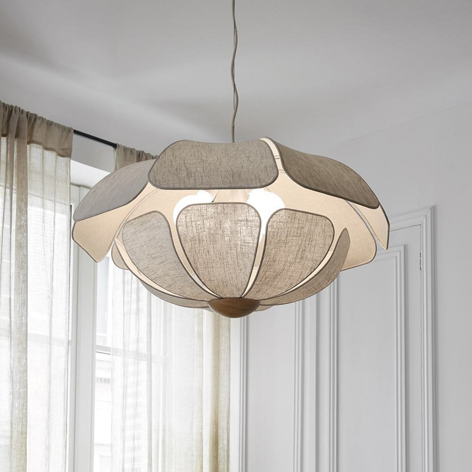 MARKET SET riputatav lamp Coquillage, 70 cm kreemikas, lina