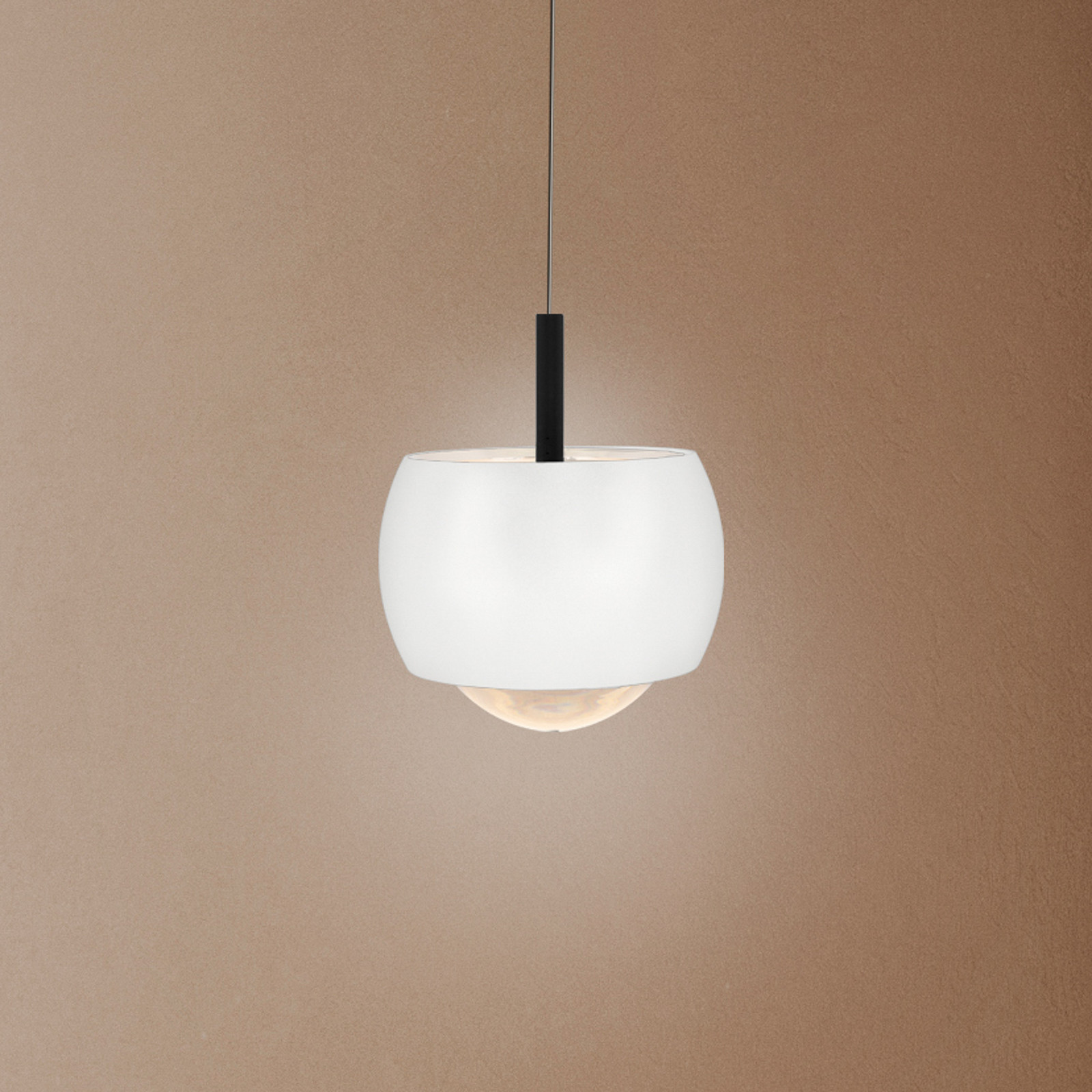 Mantra Iluminación LED viseća svjetiljka Roller, bijela, podesiva po visini, staklena leća - Dnevni boravak/blagovaonica - Aluminij