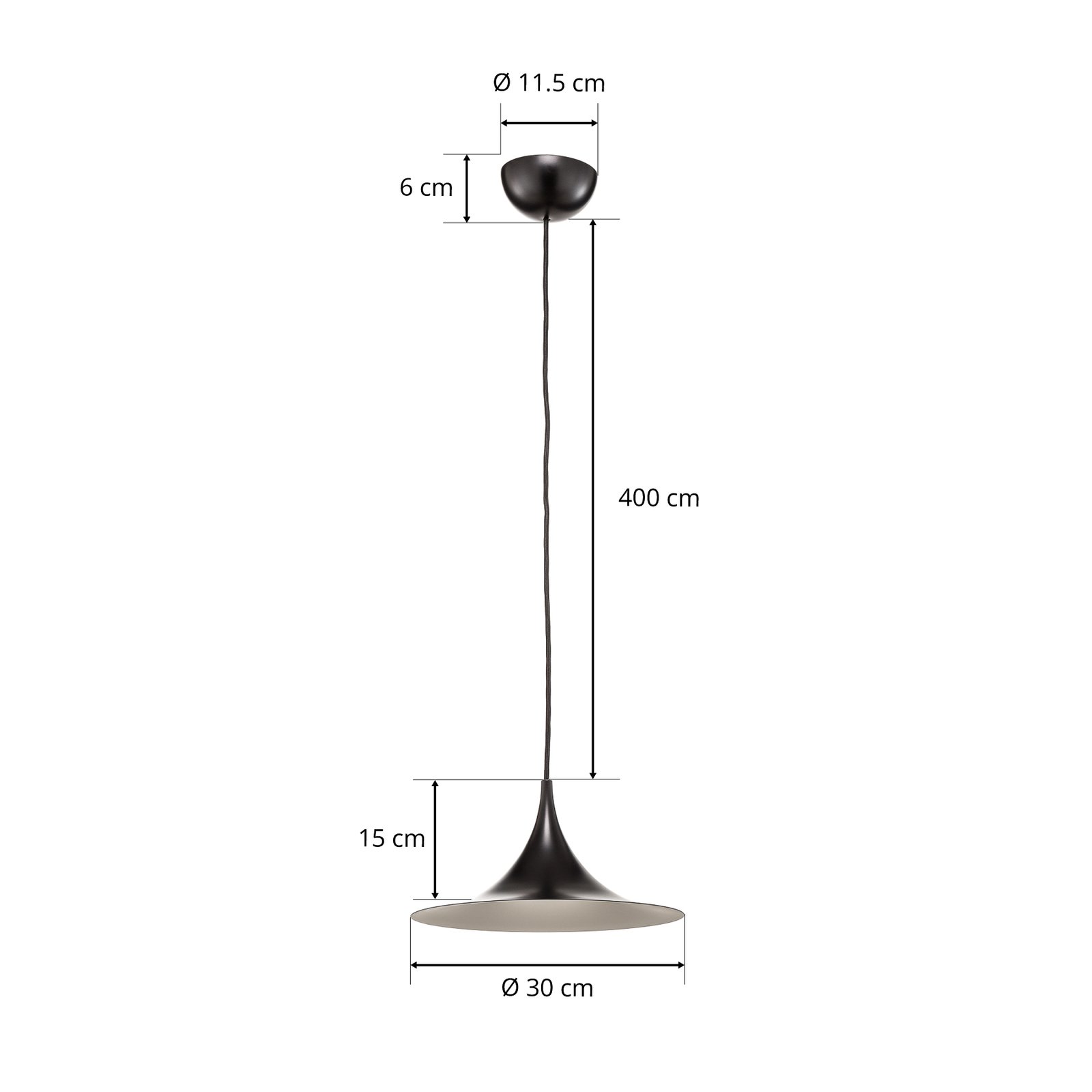 Semi Závěsné Světlo ø30 Matte Black - GUBI