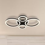 LED-taklampe Loretta, svart, metall, CCT, 53 cm