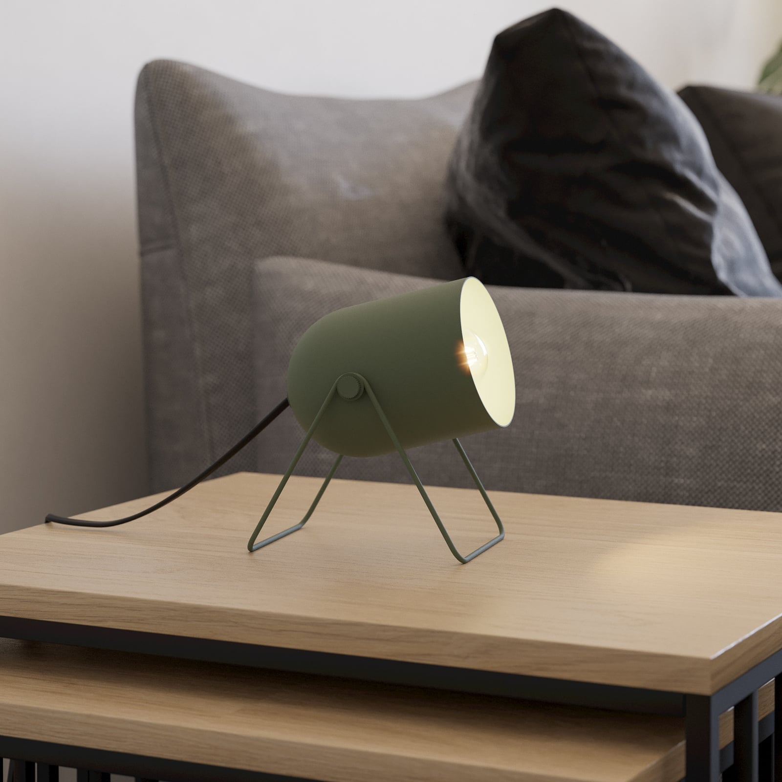 Stolová lampa Tilston, tmavozelená, výška 15 cm, oceľ, E14