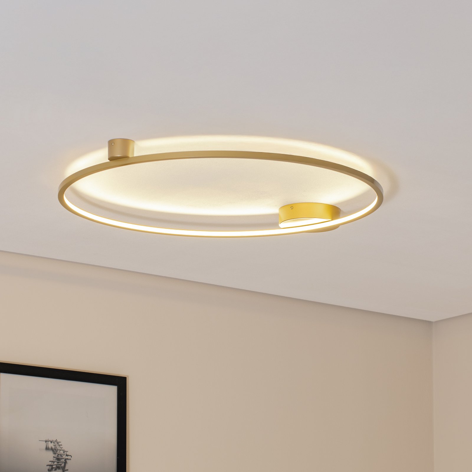LED-Deckenleuchte Saturno, gold, Ø 80 cm, Metall, 4.000 K