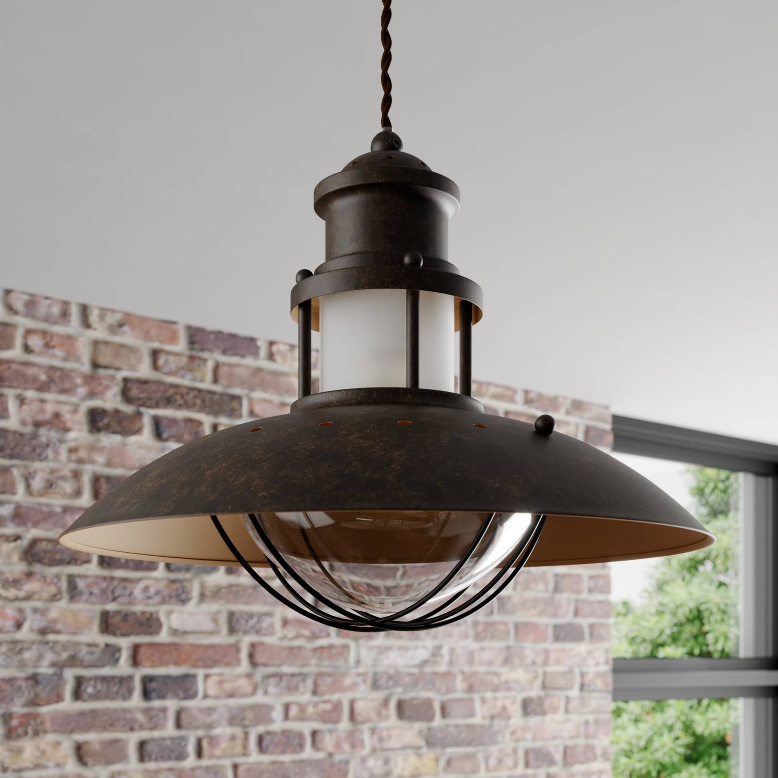 Lampa wisząca Lindby Louisanne, brązowa, metal, Ø 35 cm