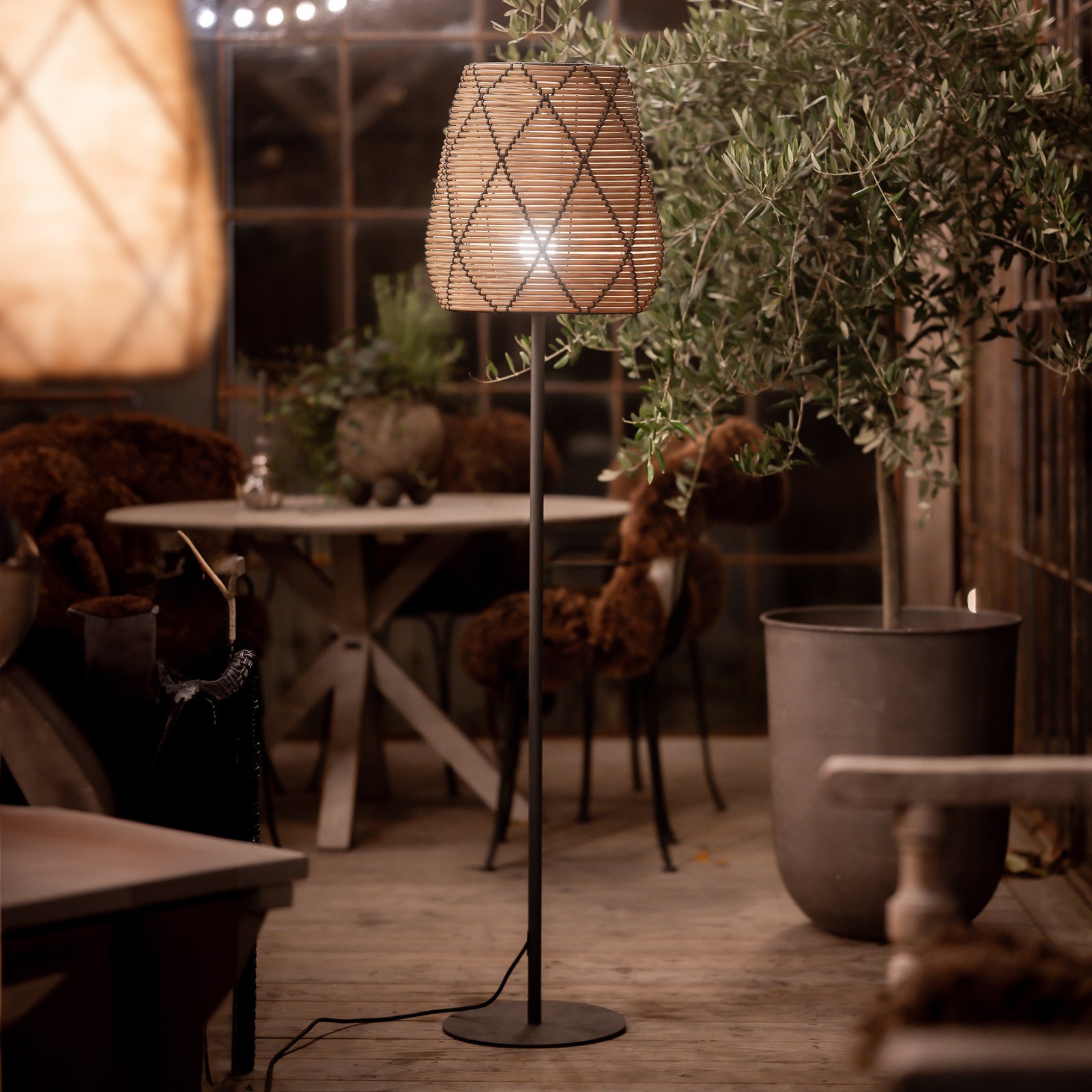 PR Home Lampă de terasă Agnar Lollo, gri, aspect rattan, 154 cm