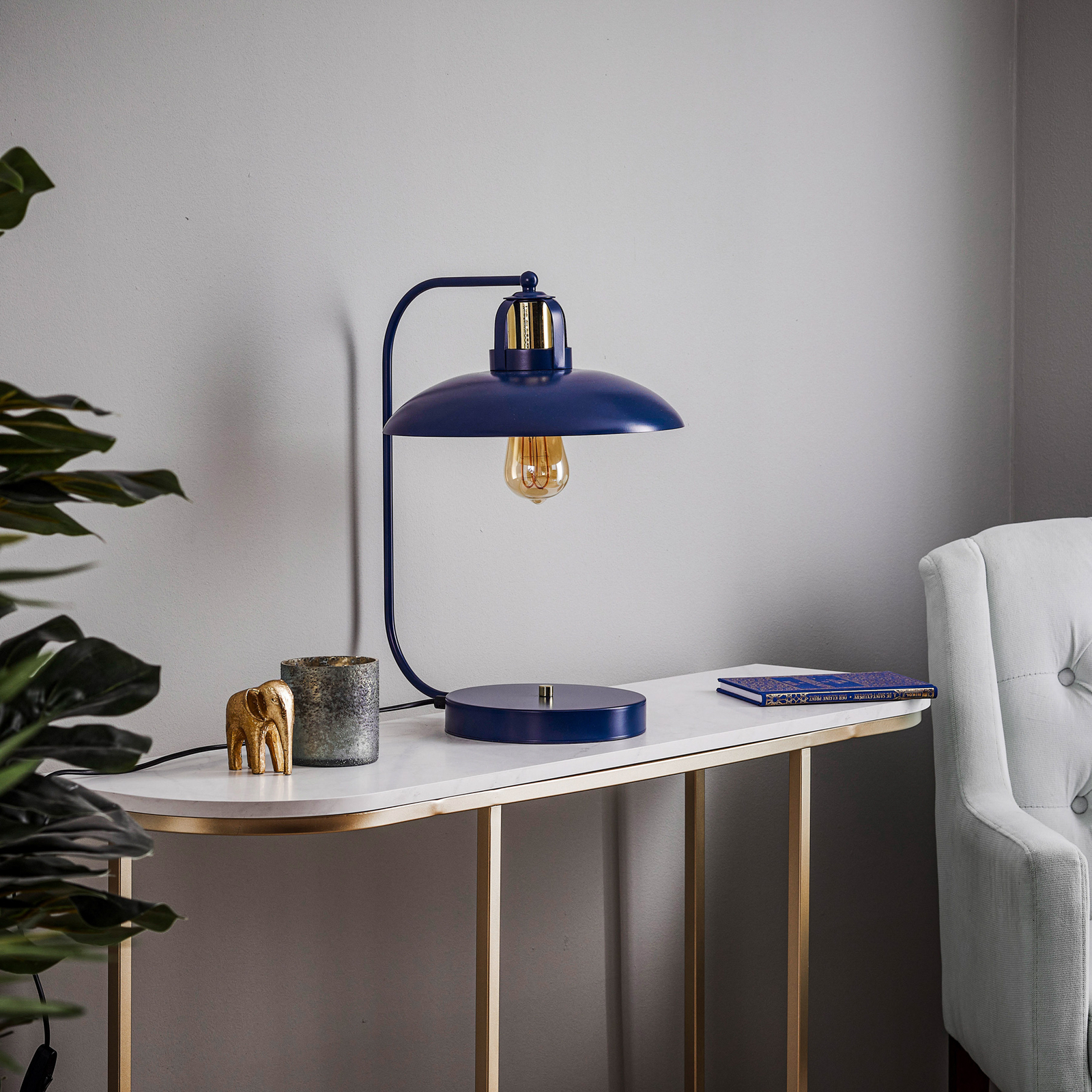 Lámpara de mesa Felix, azul/oro