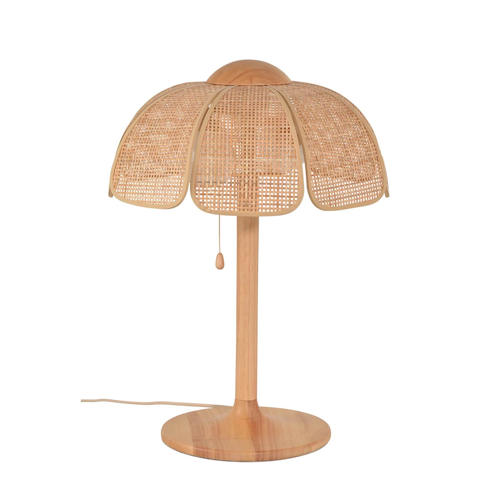 MARKET SET Stolová lampa Coquillage, rúrkový výplet/drevo, E27