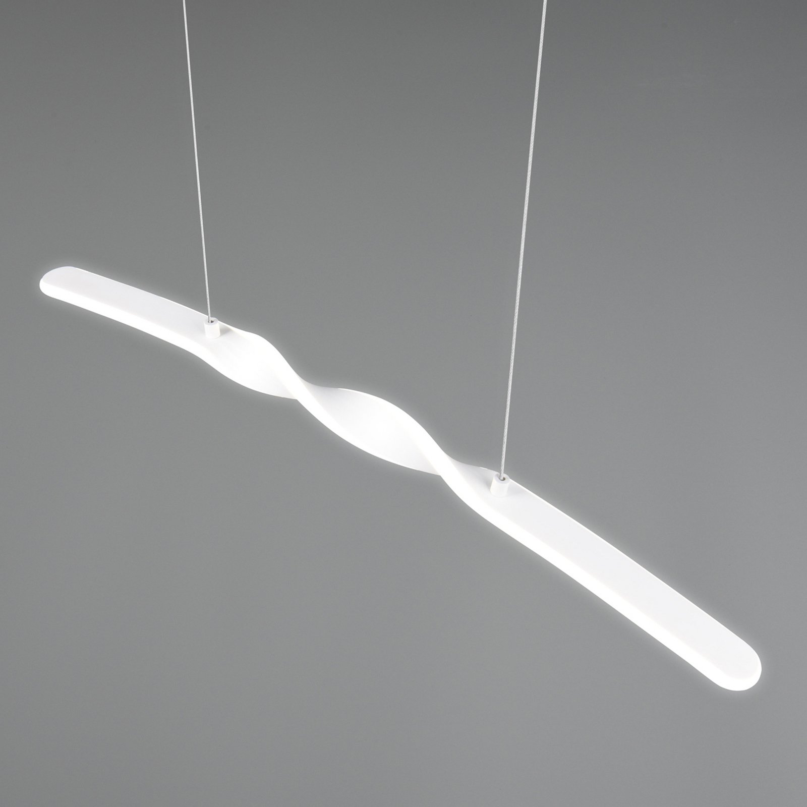 LED-Pendelleuchte Ginko, weiß matt, Metall, Länge 79 cm