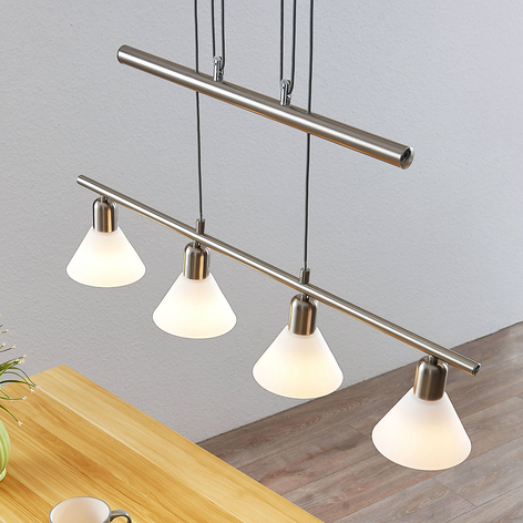 Höjdjusterbar pendellampa Delira, 4 ljusk., nickel
