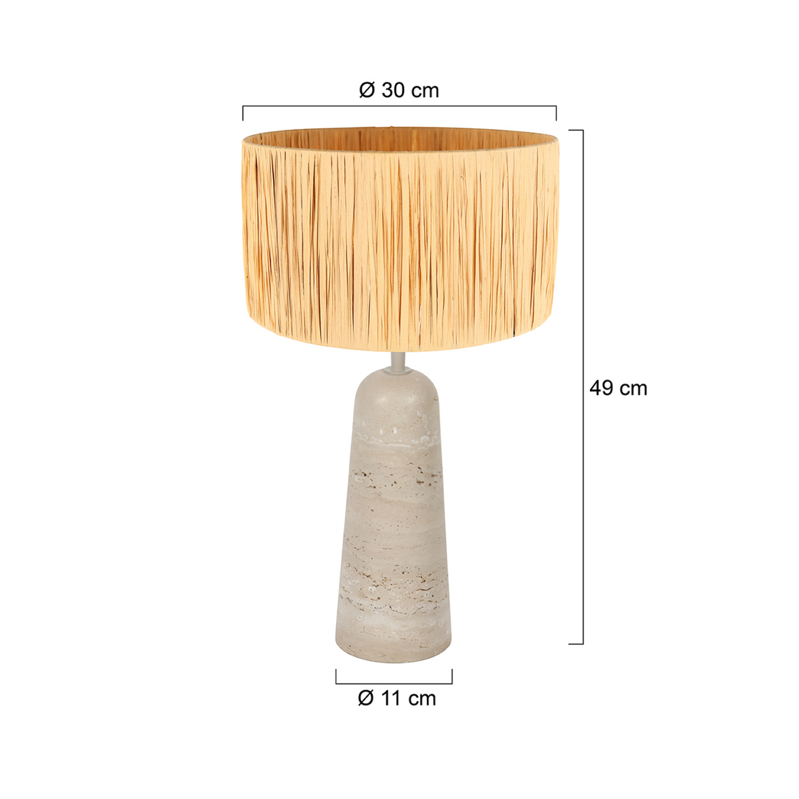 Galda lampa „Travino“, augstums 49 cm, travertīns, jūras zāle, E27