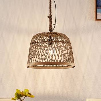 Lindby Arratoi závesná lampa, ratan prírodná farba