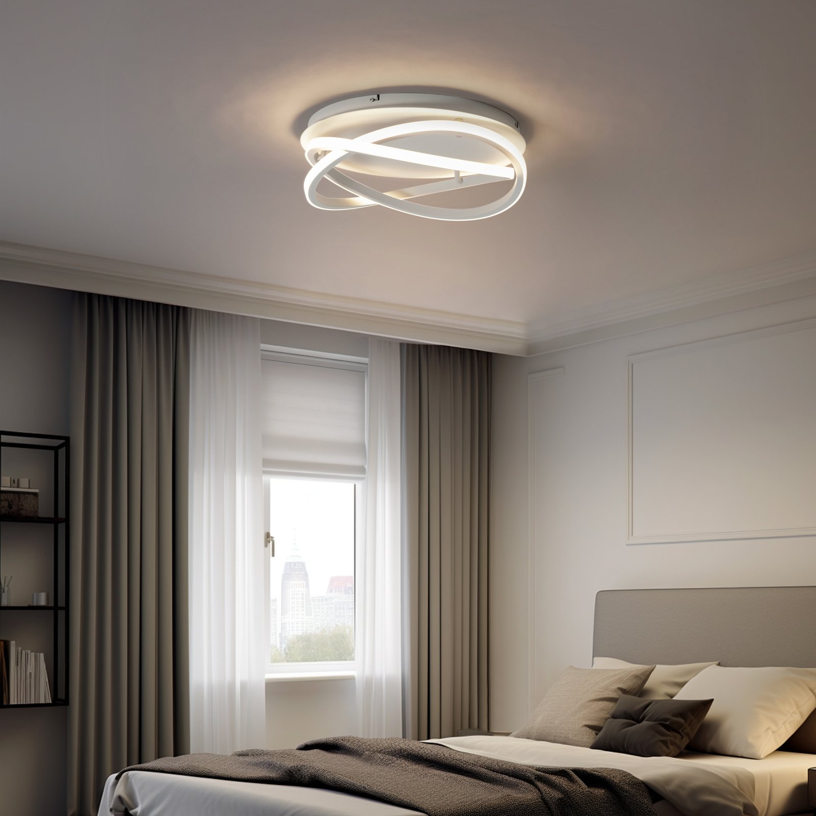 Lucande LED stropna svjetiljka Aldric, bijela, aluminij, Ø 45 cm