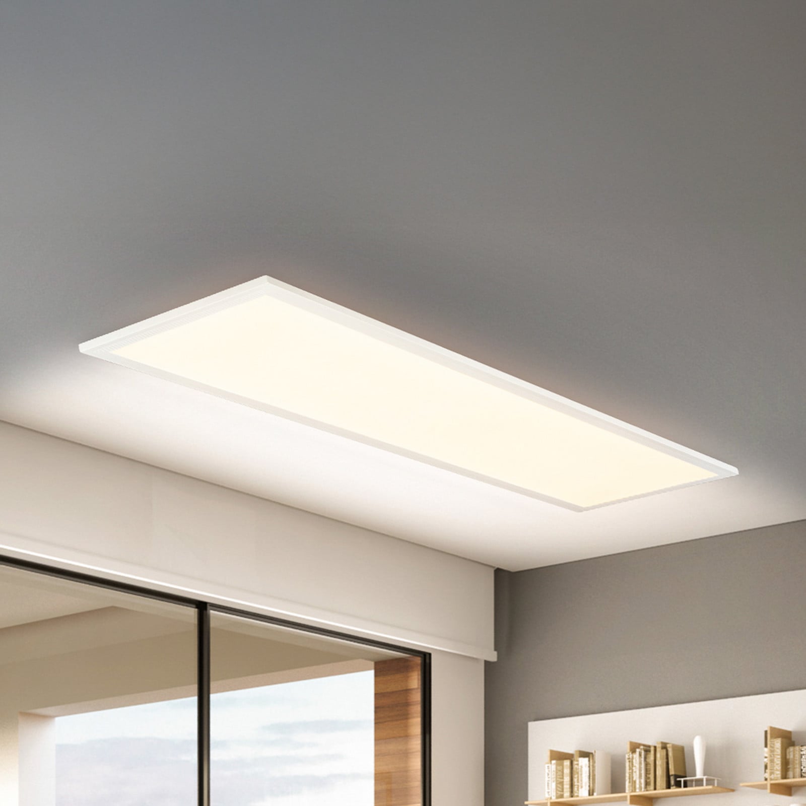 Briloner Panou LED Piatto CCT IP44 100 x 25 cm telecomandă alb - Studiu / Birou - alb mat - Metal