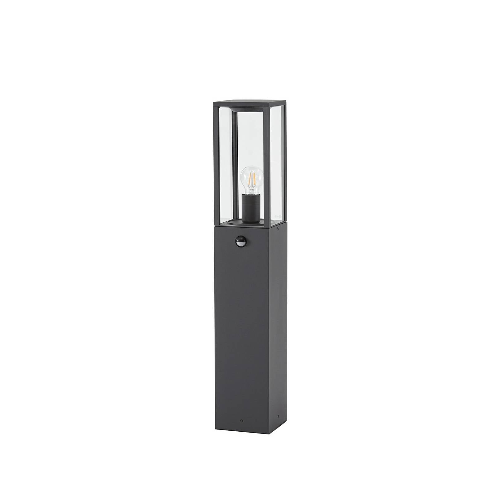 Lindby Wegeleuchte Peldar, anthrazit/klar, 80 cm, Sensor
