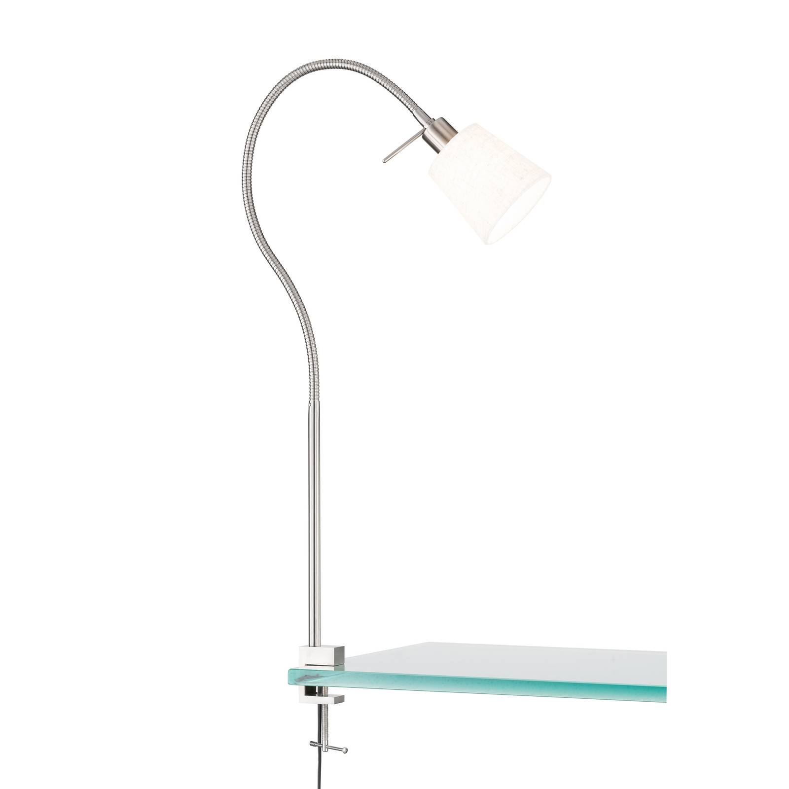 Lampe à pince Jam abat-jour tissu nickel/blanc