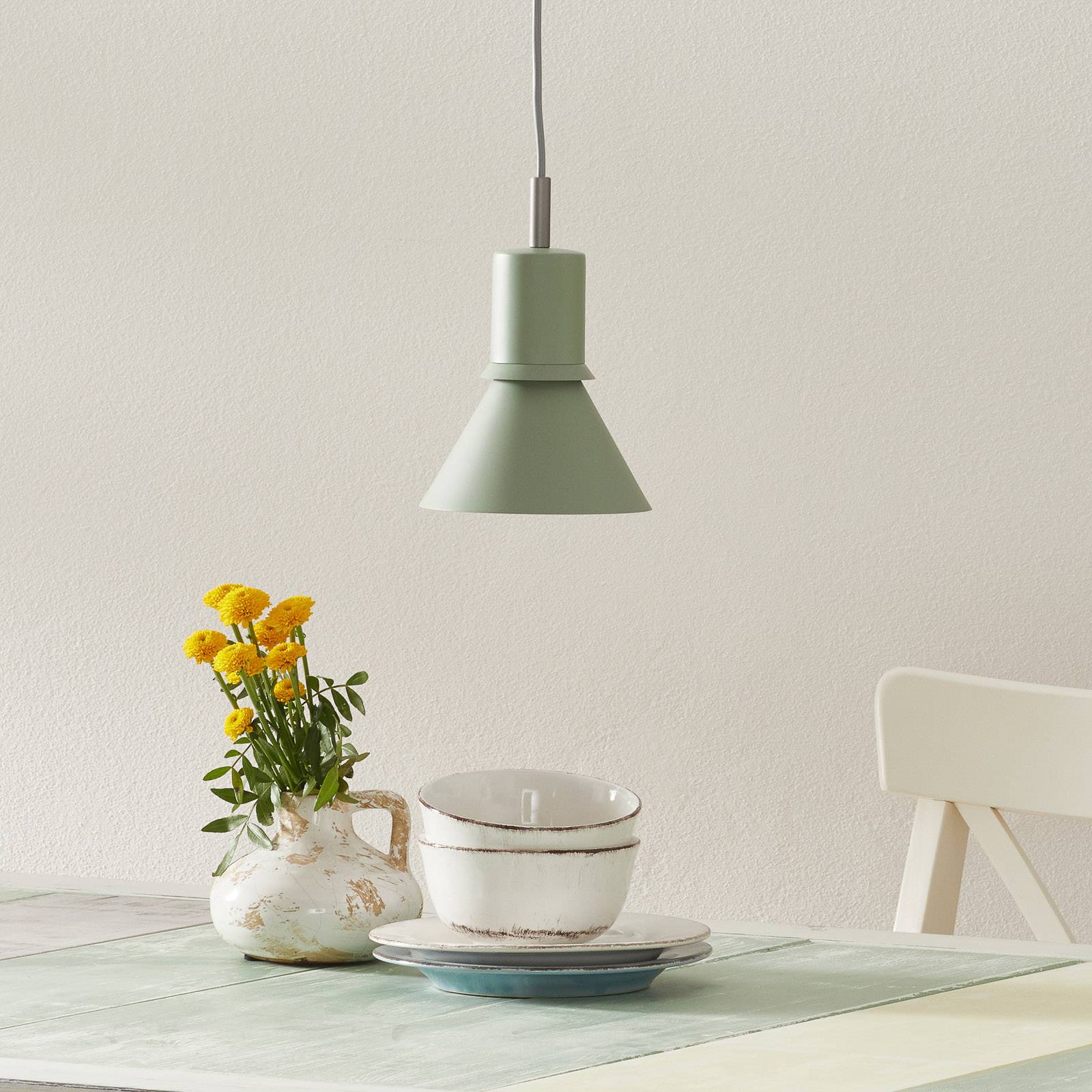 Anglepoise Type 80 hanging light, pistachio green, for Living / Dining Room, aluminium, E27, 6 W, energy efficiency: A+, H: 20.6 cm
