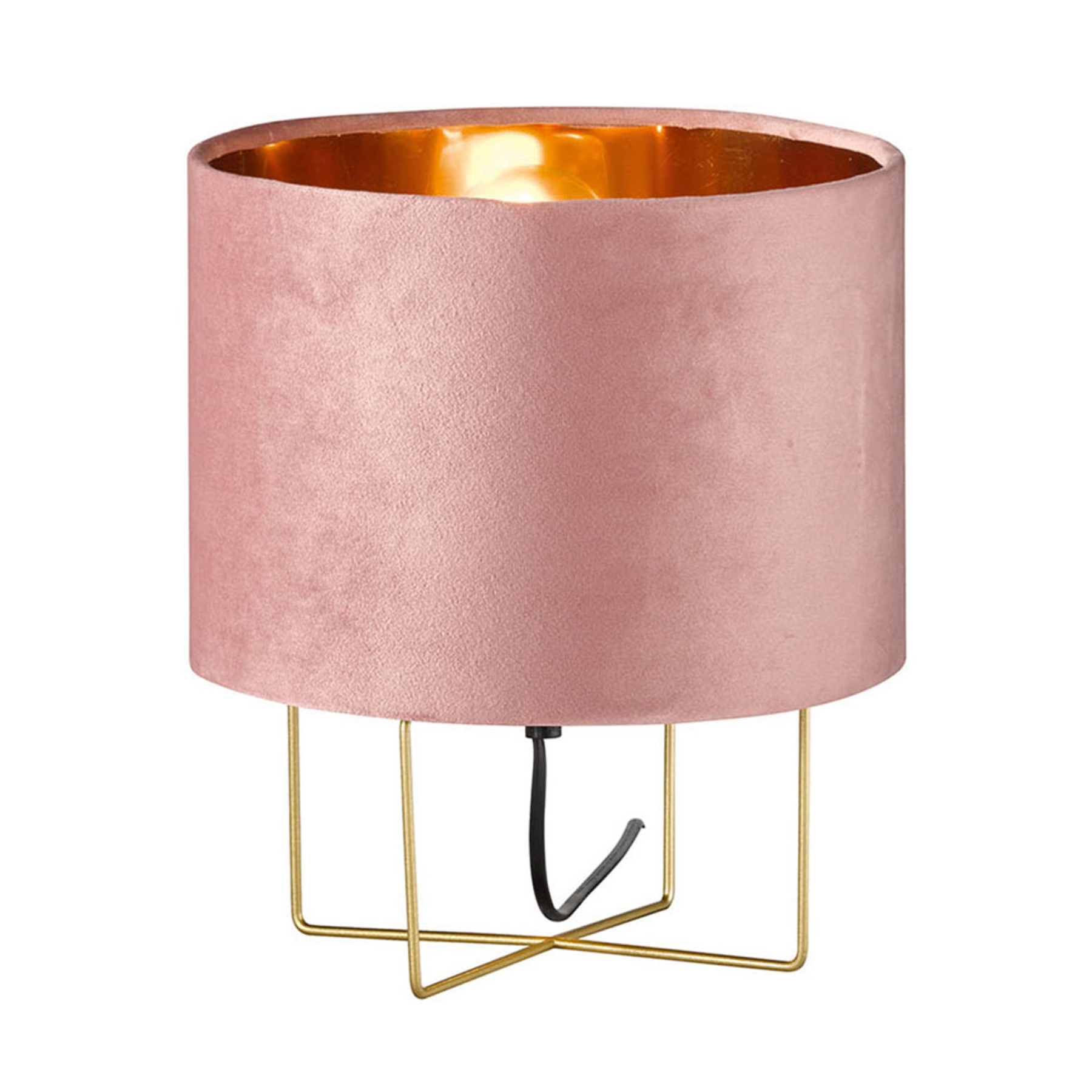 Fischer & Honsel Aura table lamp velvet lampshade height 32 cm pink, for Living / Dining Room, metal, fabric, E27, 40 W, energy efficiency: A++, H: 32 cm