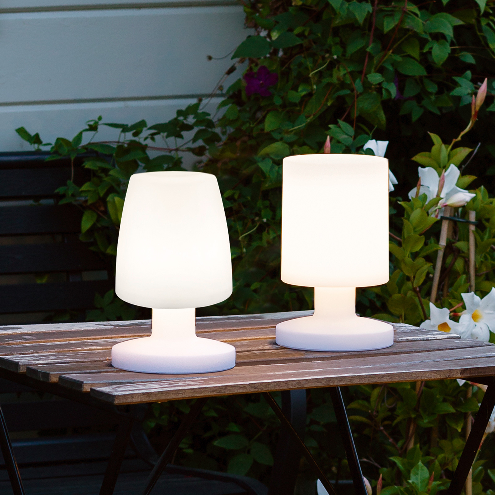 Dora LED table lamp, battery-powered, for outdoors