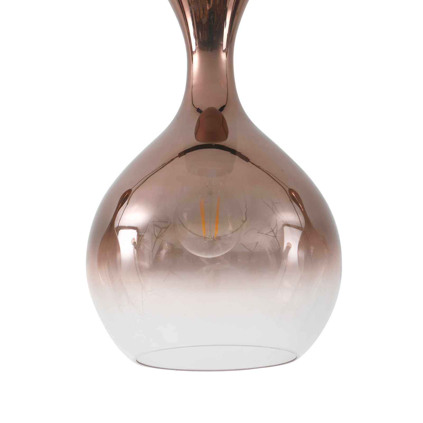 Lucande Lampe à suspendre Lyrisa, 3 lampes, couleur cuivre, verre, 22cm
