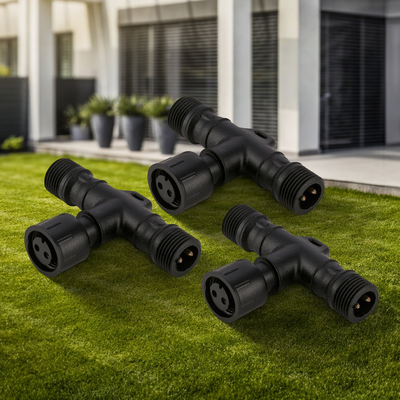 T-connector 3910035 for 12 V outdoor lights, black, set of 3