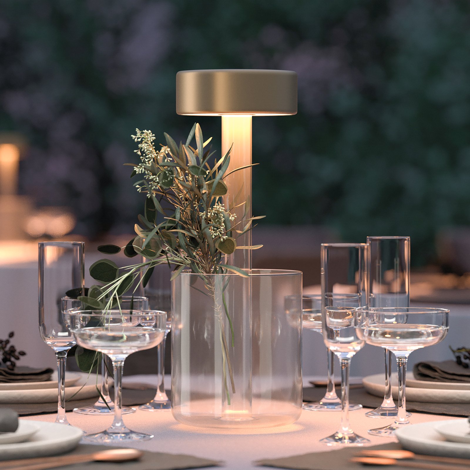 Maytoni LED rechargeable table lamp AI Collaboration, glass, gold