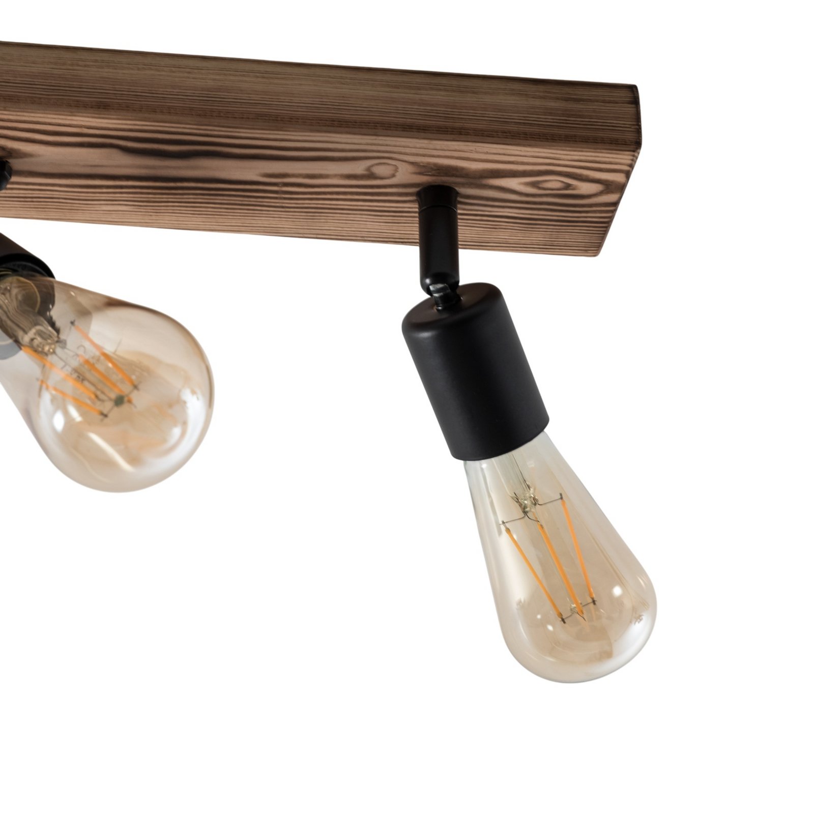 Downlight Duarte, 4 lyskilder, trefarget/svart, tre Downlight Duarte, 4 lyskilder, trefarget/svart, tre