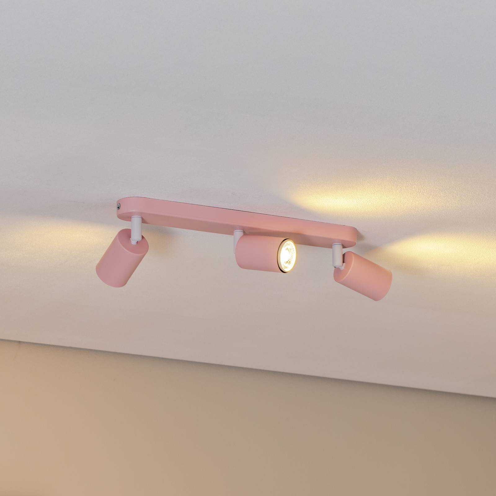 Deckenstrahler Livia, rosa, 52 cm, 3-flg., Metall, GU10 günstig online kaufen