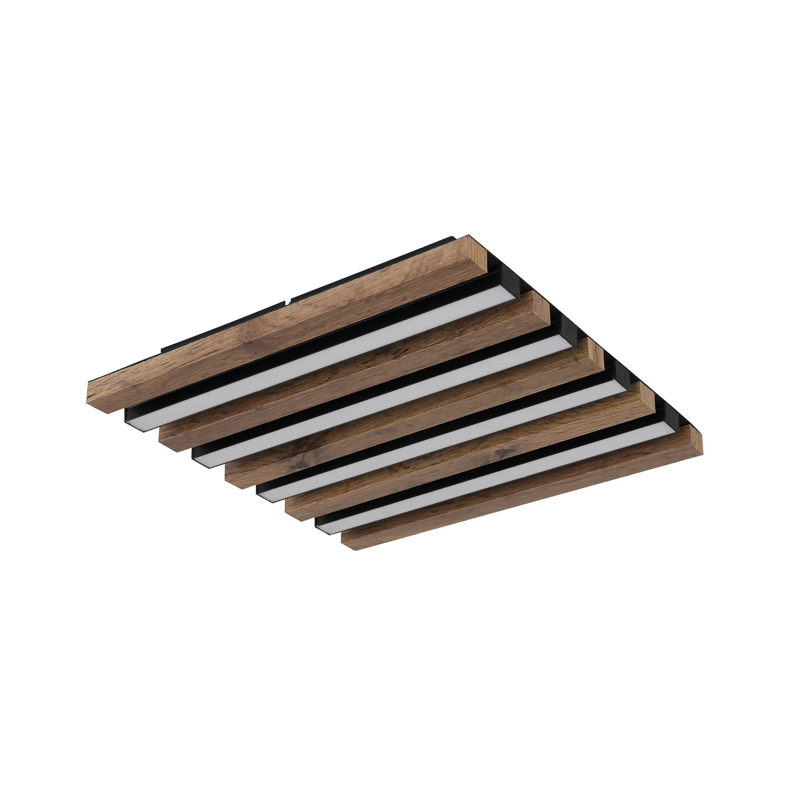 Candeeiro de teto LED Hayden, comprimento 30 cm, preto/madeira escura