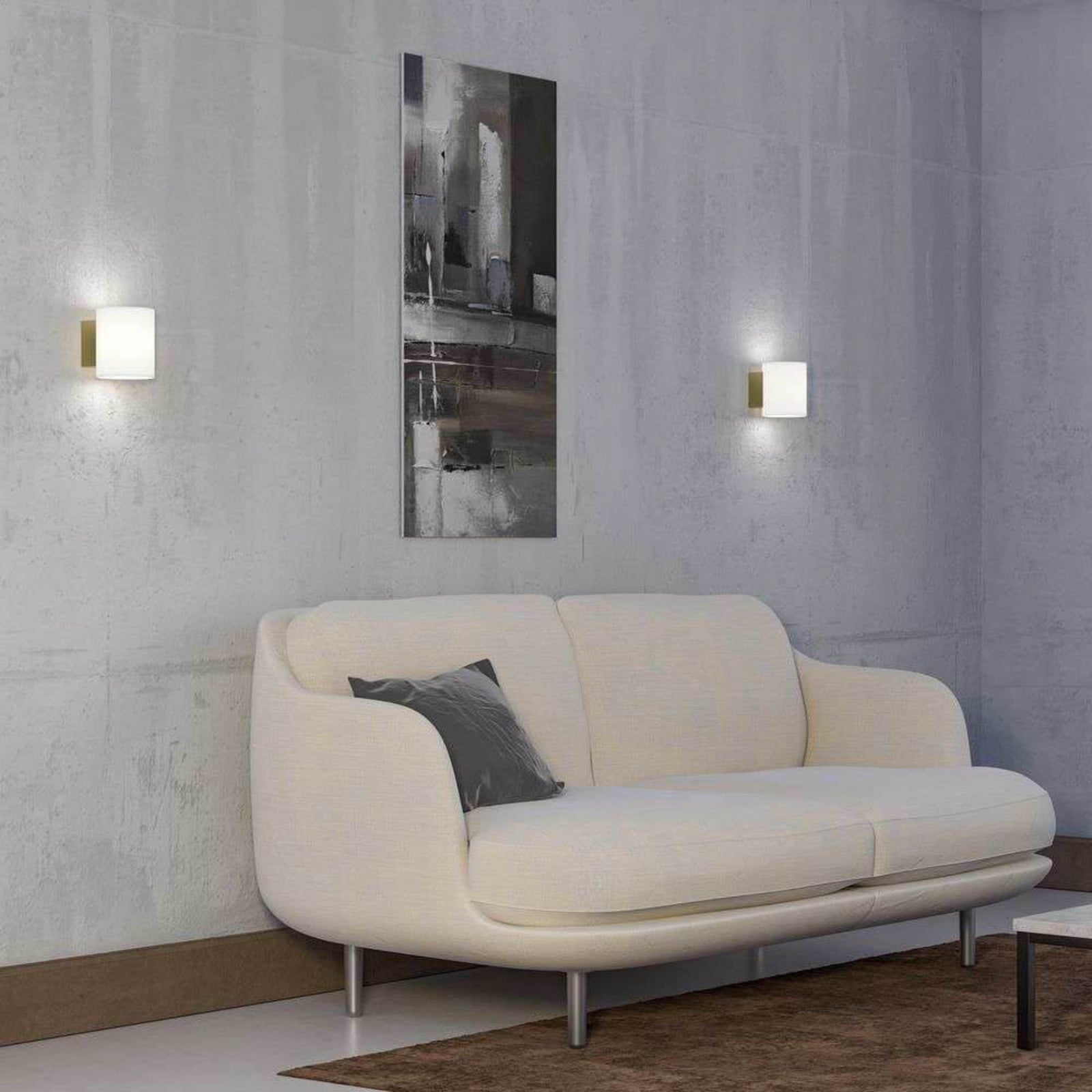 Evoke Wandleuchte IP44 Small Satin Brass/Opal Herstal - Wohnzimmer - Metall