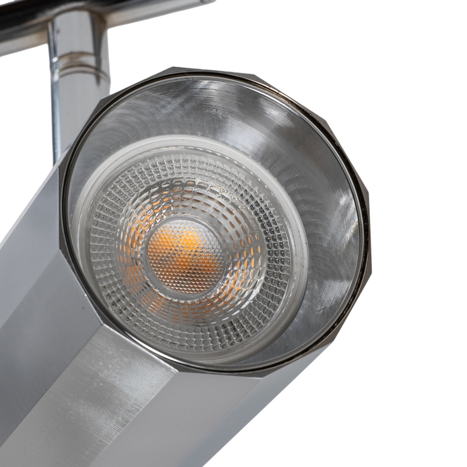 Oktano downlight, chrome-coloured Length 30 cm 2-bulb metal