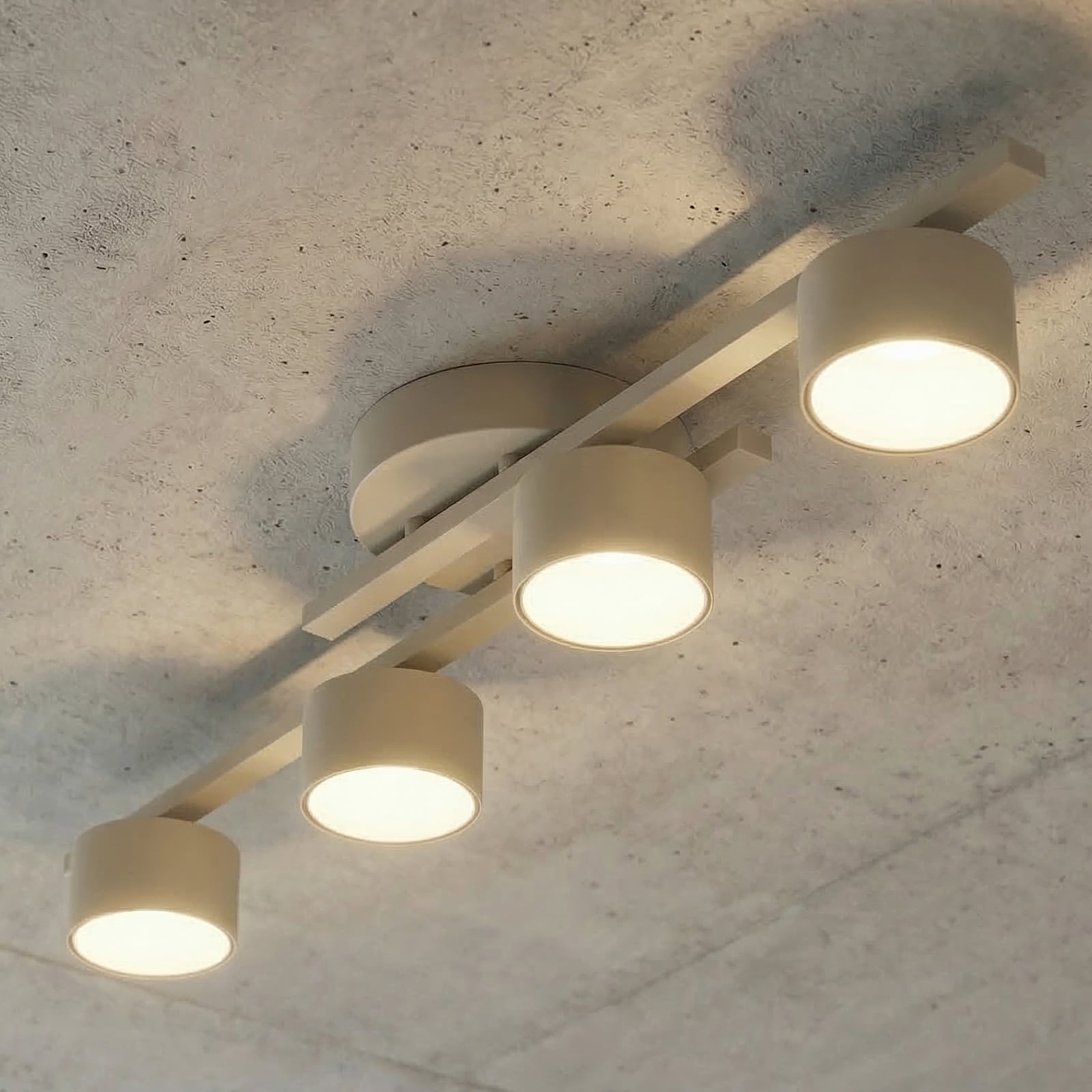 FRAGMENT ceiling light, beige, length 87 cm, 4-bulb, metal