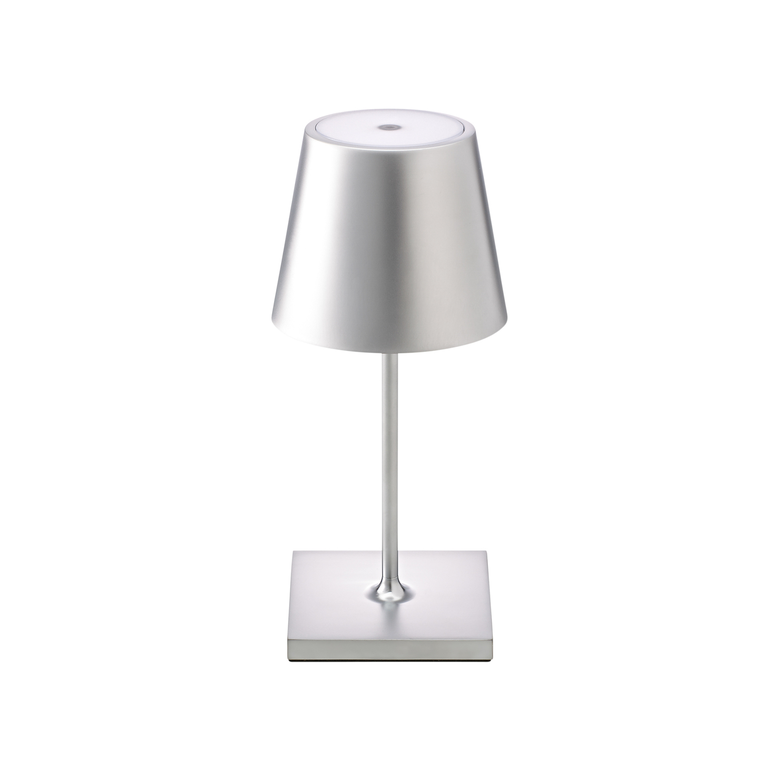 "Nuindie" mini LED įkraunama stalinė lempa, apvali, USB-C, sidabro spalvos